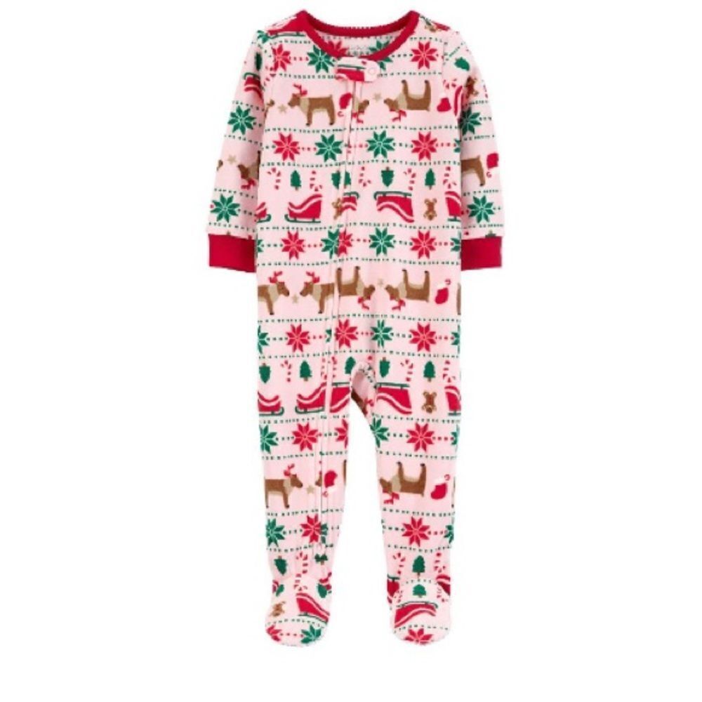 Baby Girl Carter's Fair Isle One-Piece Footed Pajamas, Infant Girl's, Pink 3T - Picture 3 of 7